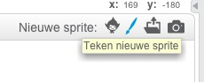 Penseel knop om een nieuwe sprite te tekenen