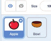 De appel sprite is geselecteerd
